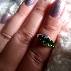SILVER AND CHROME DIOPSIDE RING